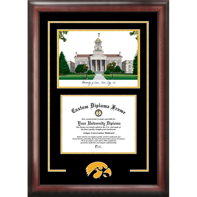 NCAA Iowa Hawkeyes Spirit Graduate Diploma with Campus Images Lithograph Frame