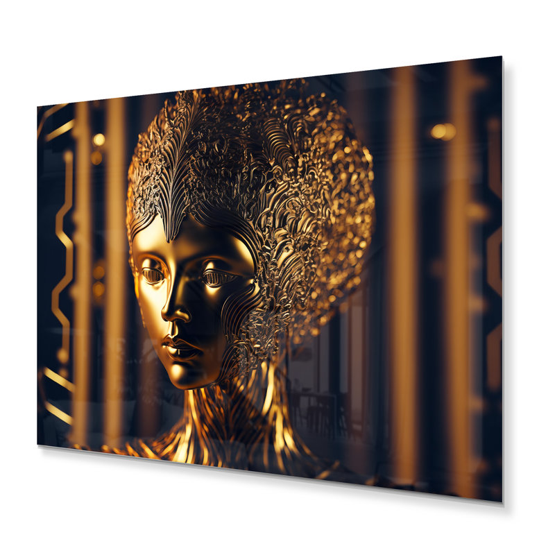 Déesse dorée futuriste Harberd IV - Moderne en métal mural - MT81968, H 12 po x l 20 po x P 1 po