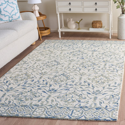Tapis floral en laine touffeté à la main Pimentel