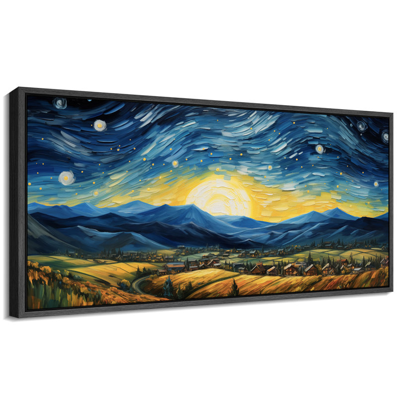 Célèbre œuvre d'art «Starry Night Over The Rhone Vibrant Landscape», reproduction sur toile, H 30 po x l 60 po