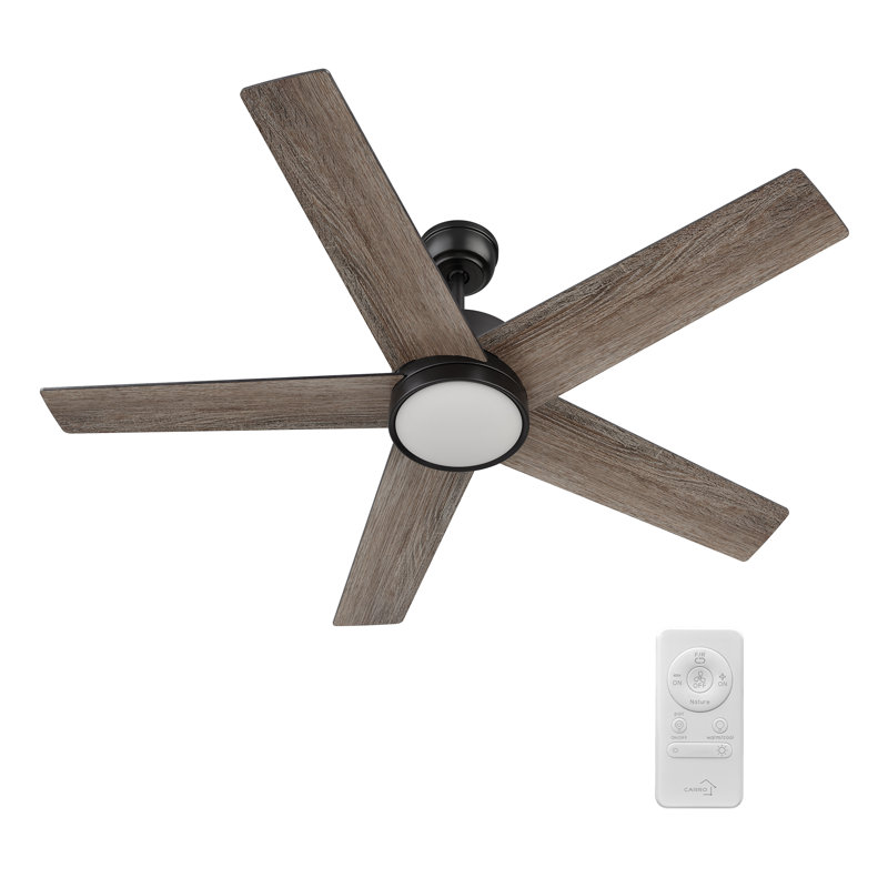 52'' Ceiling Fan with LED Lights, Gray Oak