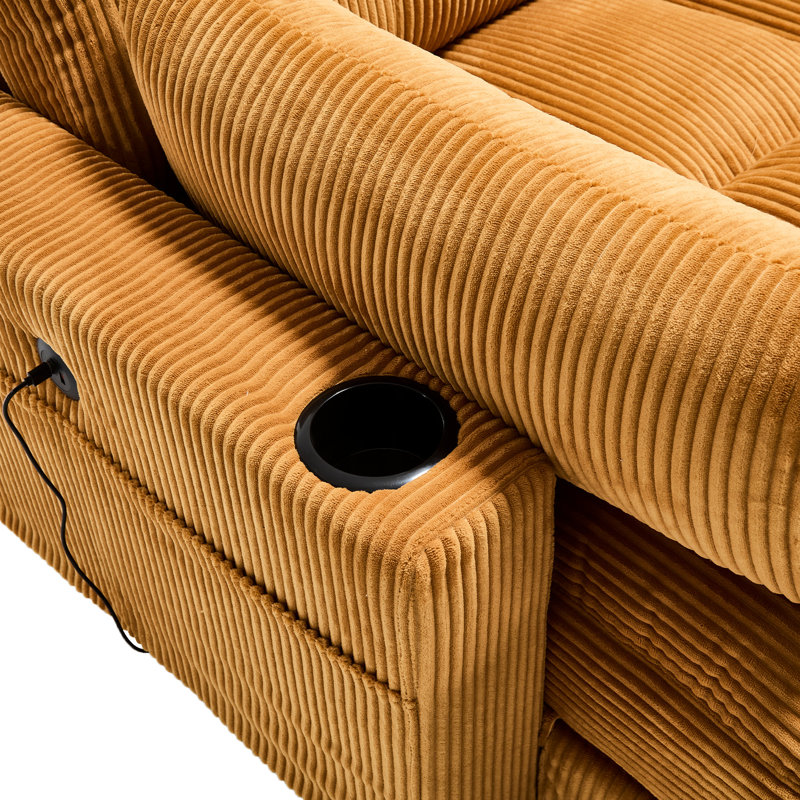 Jaune moutarde avec tissu en velours côtelé et couchette réglable avec accoudoir réglable, Jaune moutarde