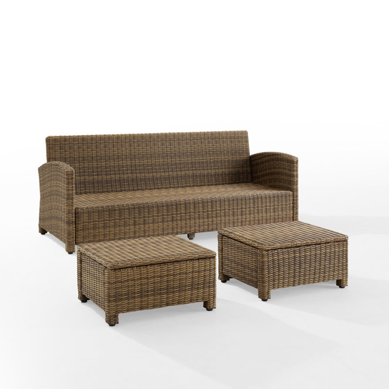 Patio Sofa with Cushions, Brown, Gray