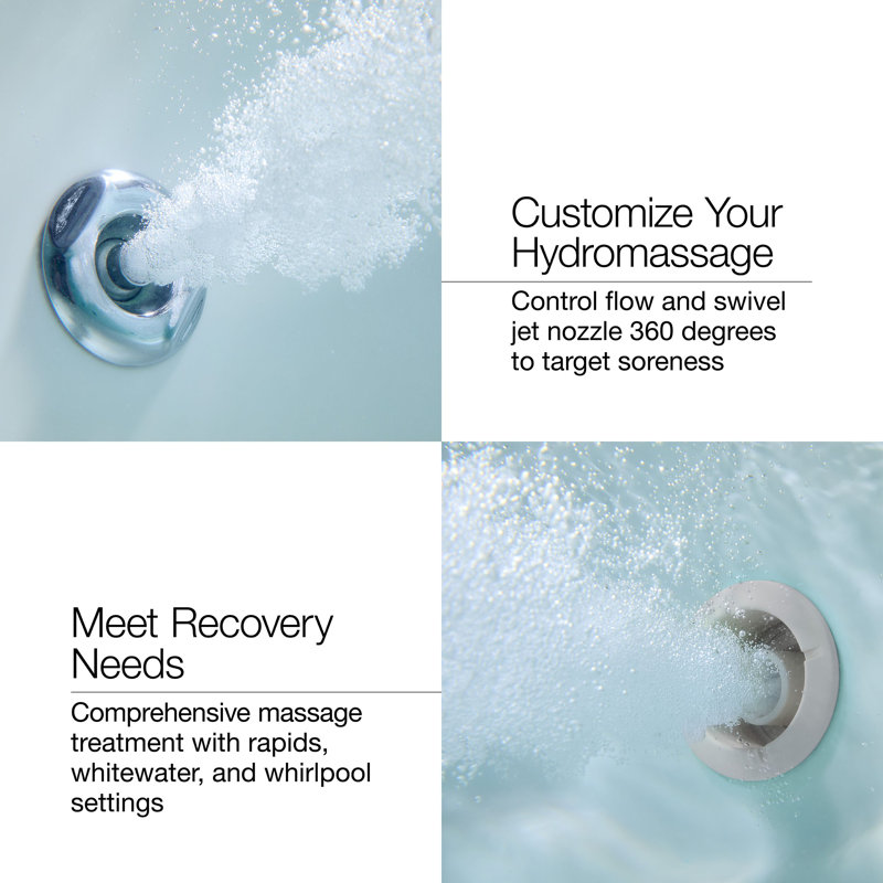 RiverBath® 75" x 45" Drop In Whirlpool Acrylic Bathtub with Light and Heater, White
