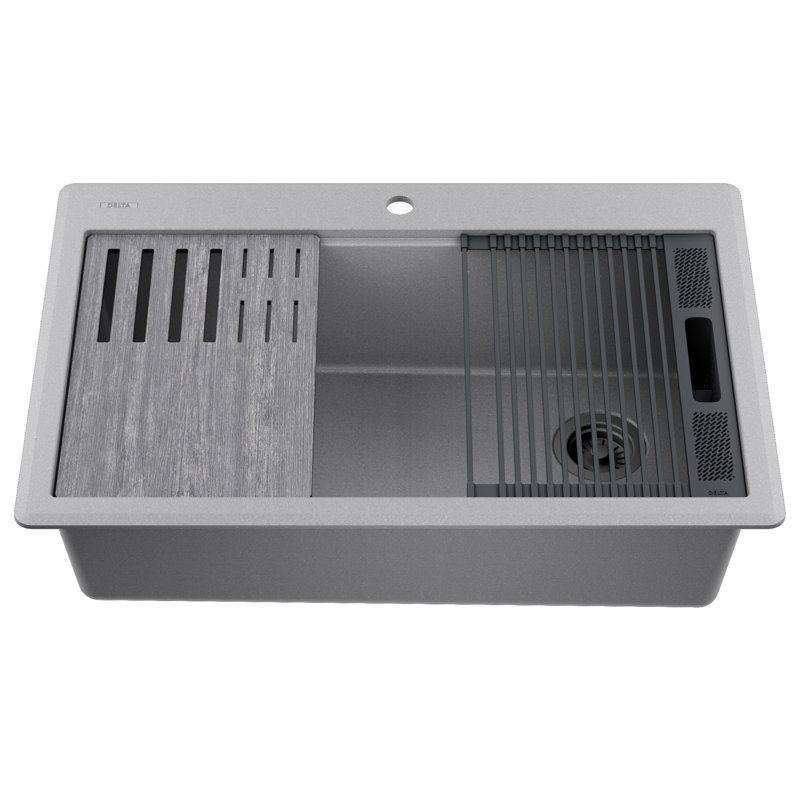 Évier de cuisine en granite de 33 po Delta Everest ™, Gris foncé