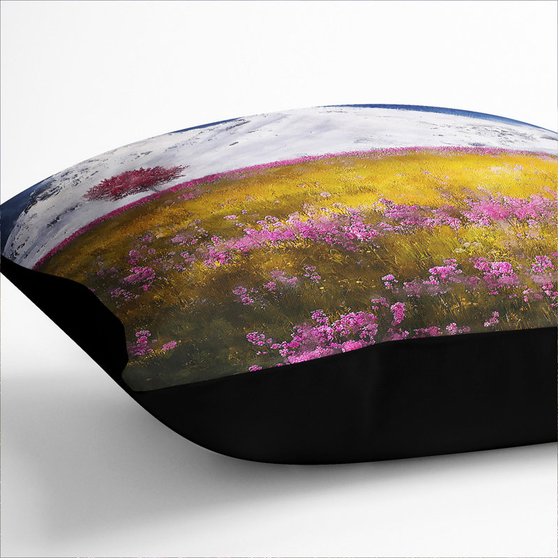 Tree and Mountain Scatter Cushion with Filling, Black, 55cm H x 55cm W x 20cm D