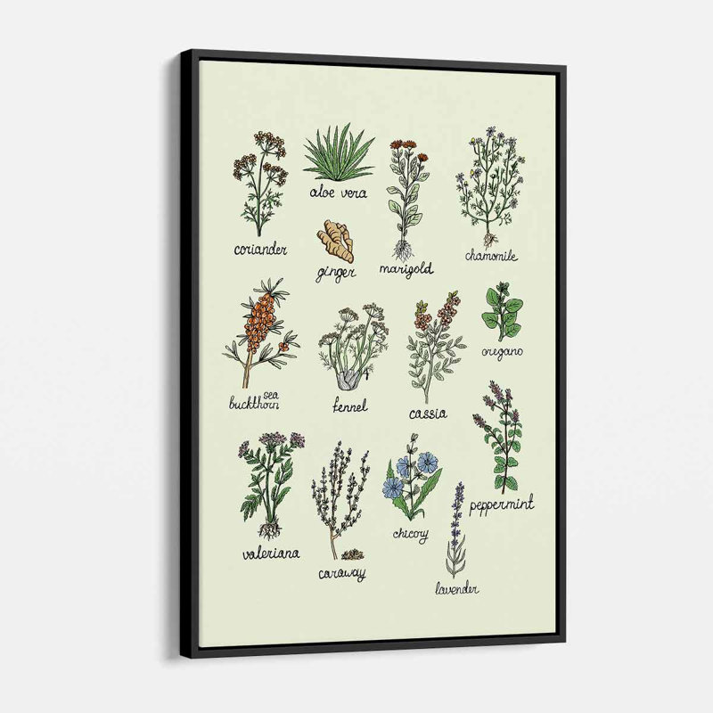 Carrsville, herbes vertes rétro sur toile, H 16 pi x l 12 pi, Cadre flottant noir