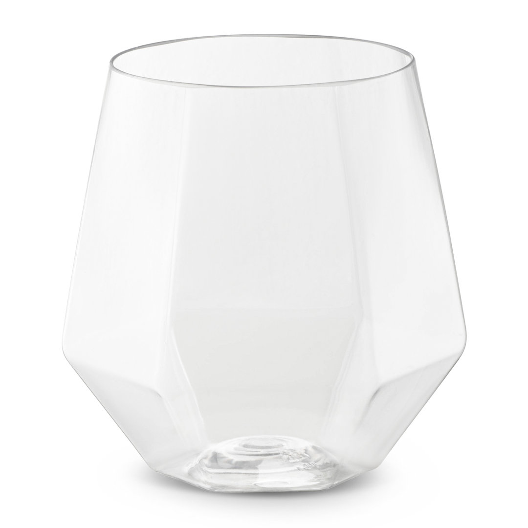 12 oz. Clear Hexagonal Stemless Plastic Wine Goblets Smarty Had a Party
