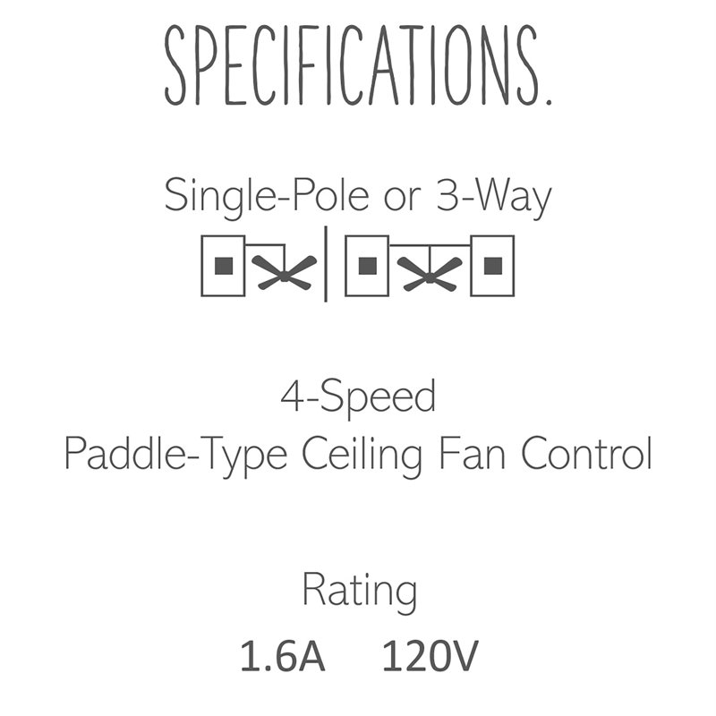 Adorne® Paddle 4 Speed De Hummer Ceiling Fan Switch with Microban, Magnesium