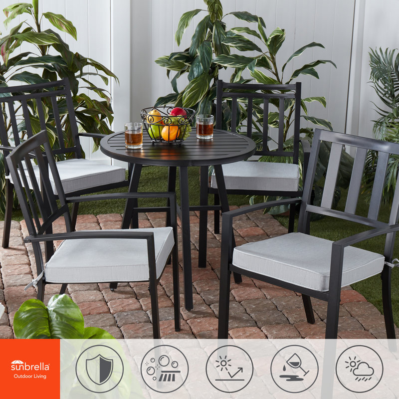 Sunbrella Outdoor Dining Chair Seat Pad, Canvas Granite
