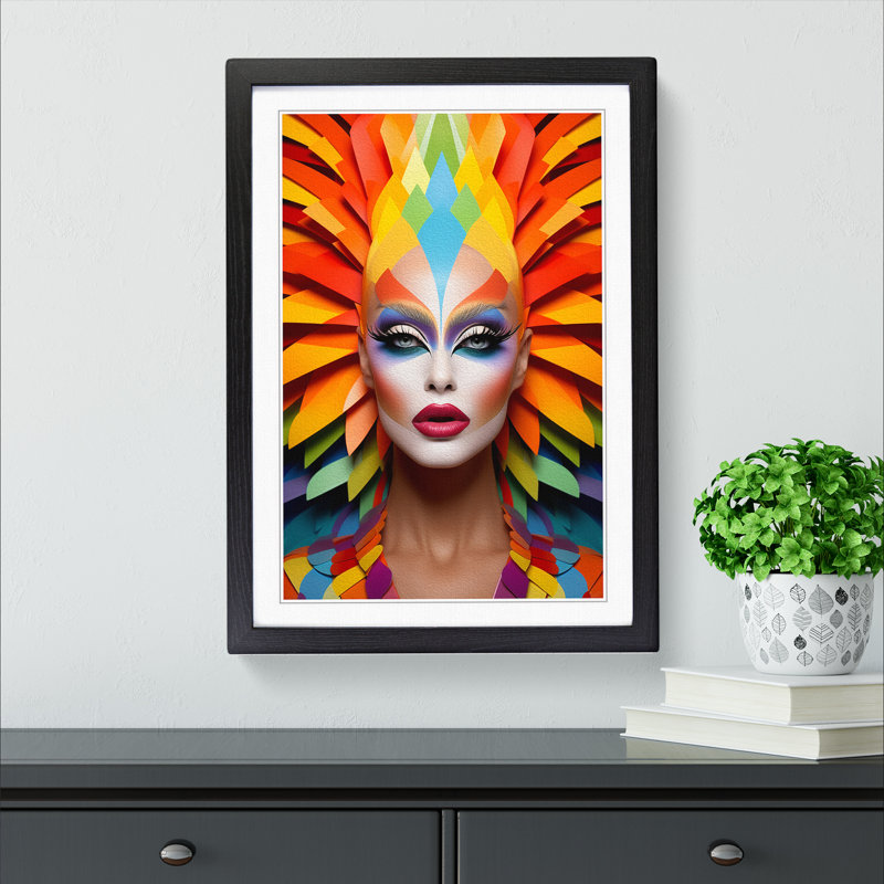 Drag Queen Colour Field - Single Picture Frame Print on Wood, Black Framed, 64cm H x 46cm W