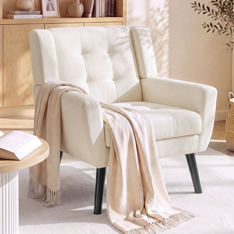 Fauteuil d'appoint Bolanle, Lin blanc