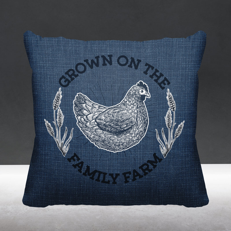 Coussin intérieur / extérieur Rusty Farm House, L 15 po x H 15 po, Bleu