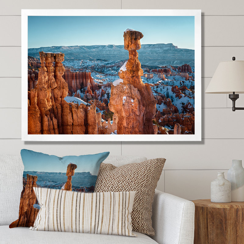 Neige sur la vallée des dieux Utah I - décoration murale sur toile Arkansas, H 12 po x l 20 po x P 1 po, Cadre photo blanc