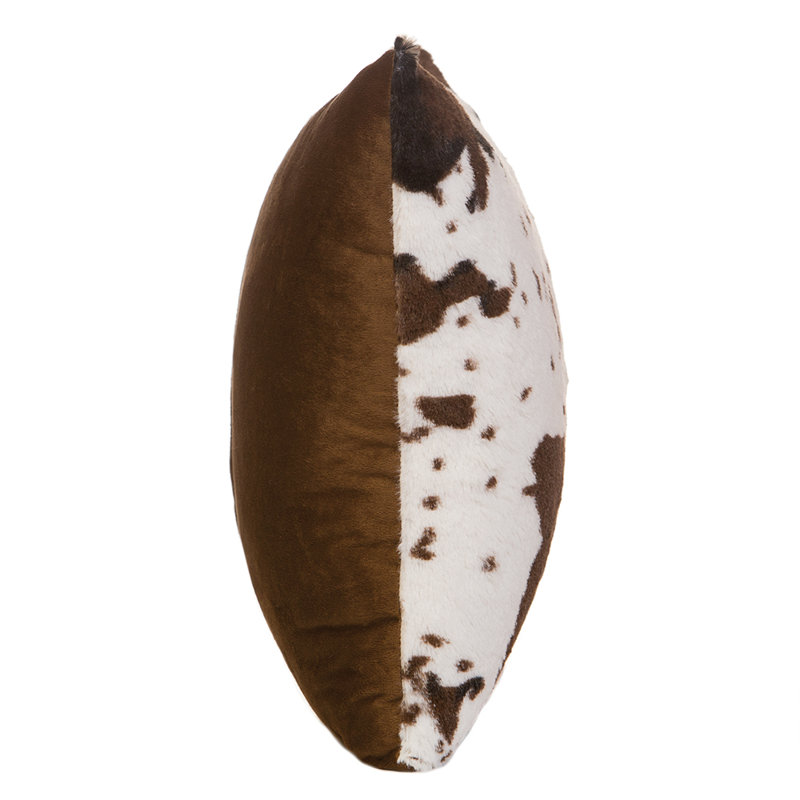 18" Square White and Brown Faux Fur Cowhide Throw Pillow