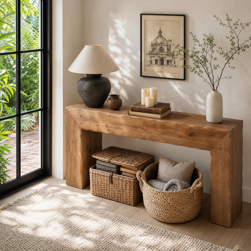 78.7''Solid Wood Console Table ， Narrow Entryway Console Table ，Rustic Sofa Table ， Solid Wood Hallway Table