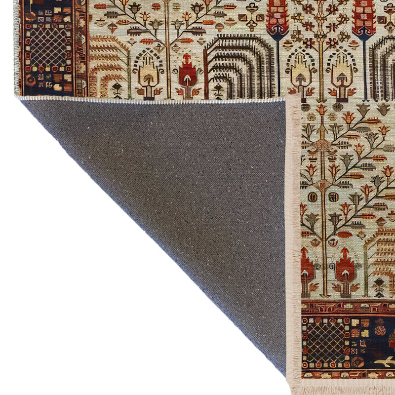 Multi-Coloured Mixed Ethnic Shape Motif Patterned Creative Vintage Decorative Rug, Runner 3'3.37" x 9'10.11"
