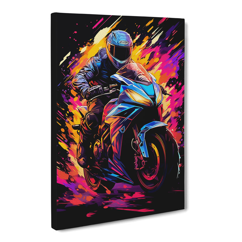 Motorbike Digital Art - No Frame Art Prints - Wrapped Canvas, 76cm H x 50cm W x 3cm D