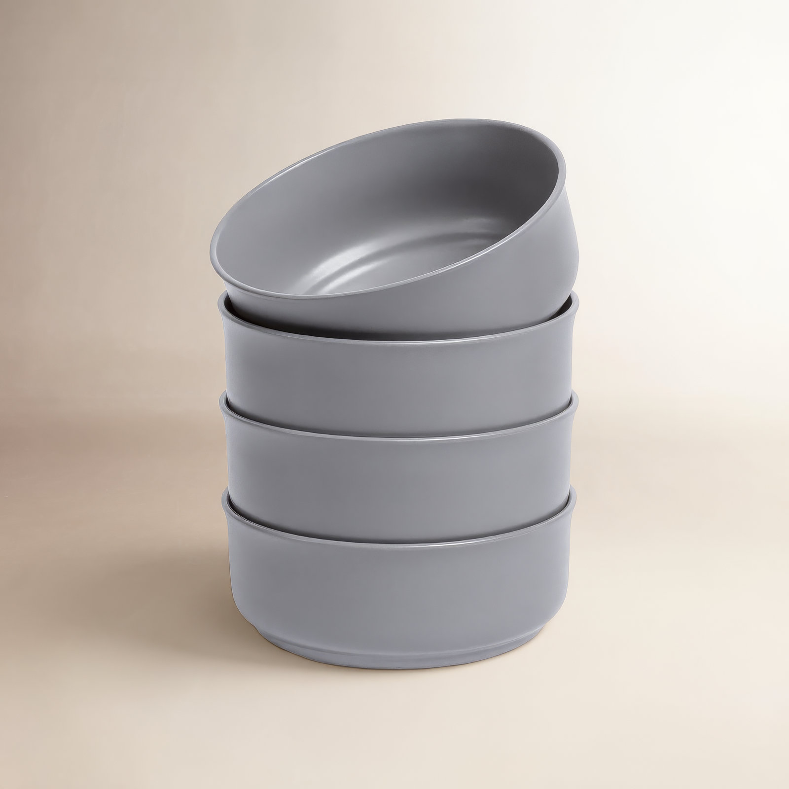 over&back Rimmed 26oz Hand-Finished Stoneware Cereal Bowls, Gray