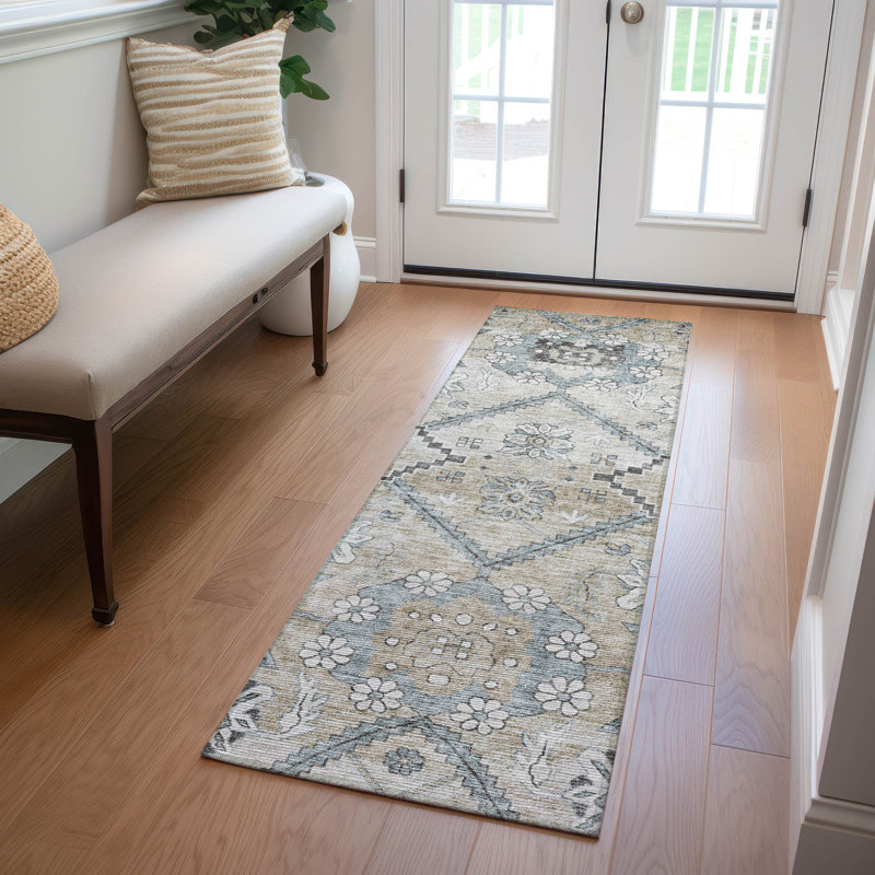 Malchow Washable Floral Indoor / Outdoor Rug, Runner 2'3" x 7'6"