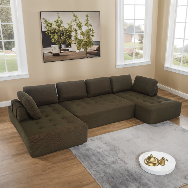 Canapé modulaire surdimensionné en forme de U de Boneless, Polyester vert