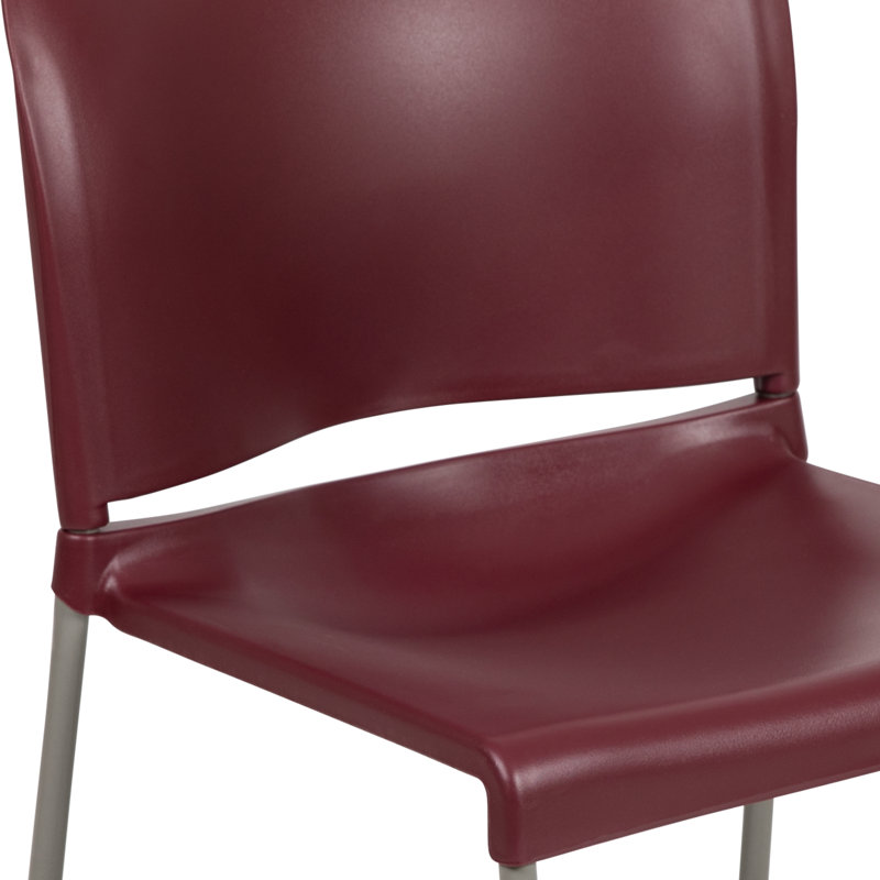 Chaise empilable à dossier plein avec base thermolaquée Oliverson d'une capacité de 880 lb., Gris, Bourgogne