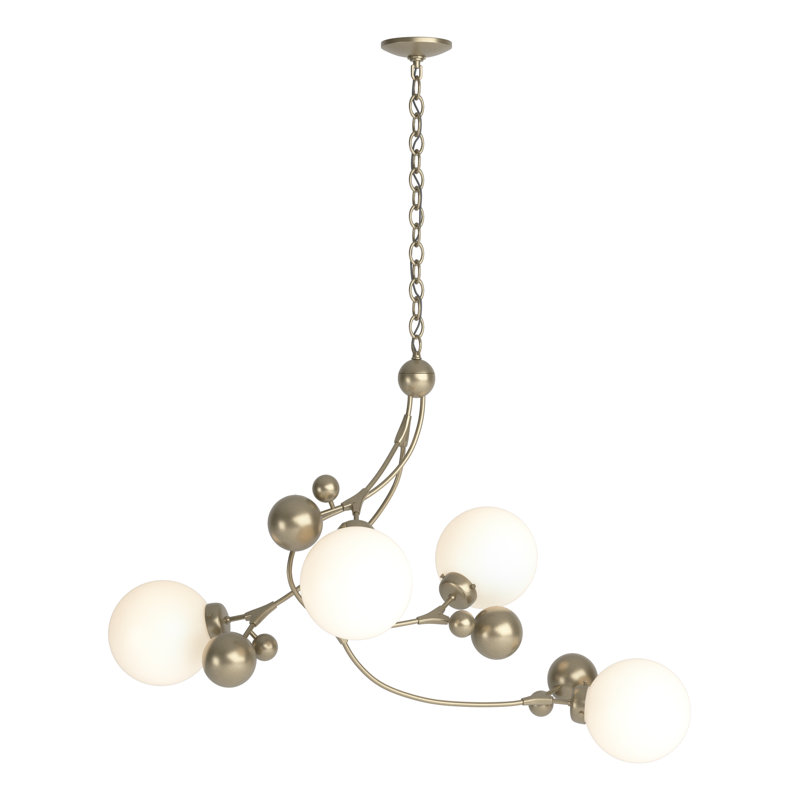 Lustre géométrique unique à 4 lumières Sprig, Or doux, Eau