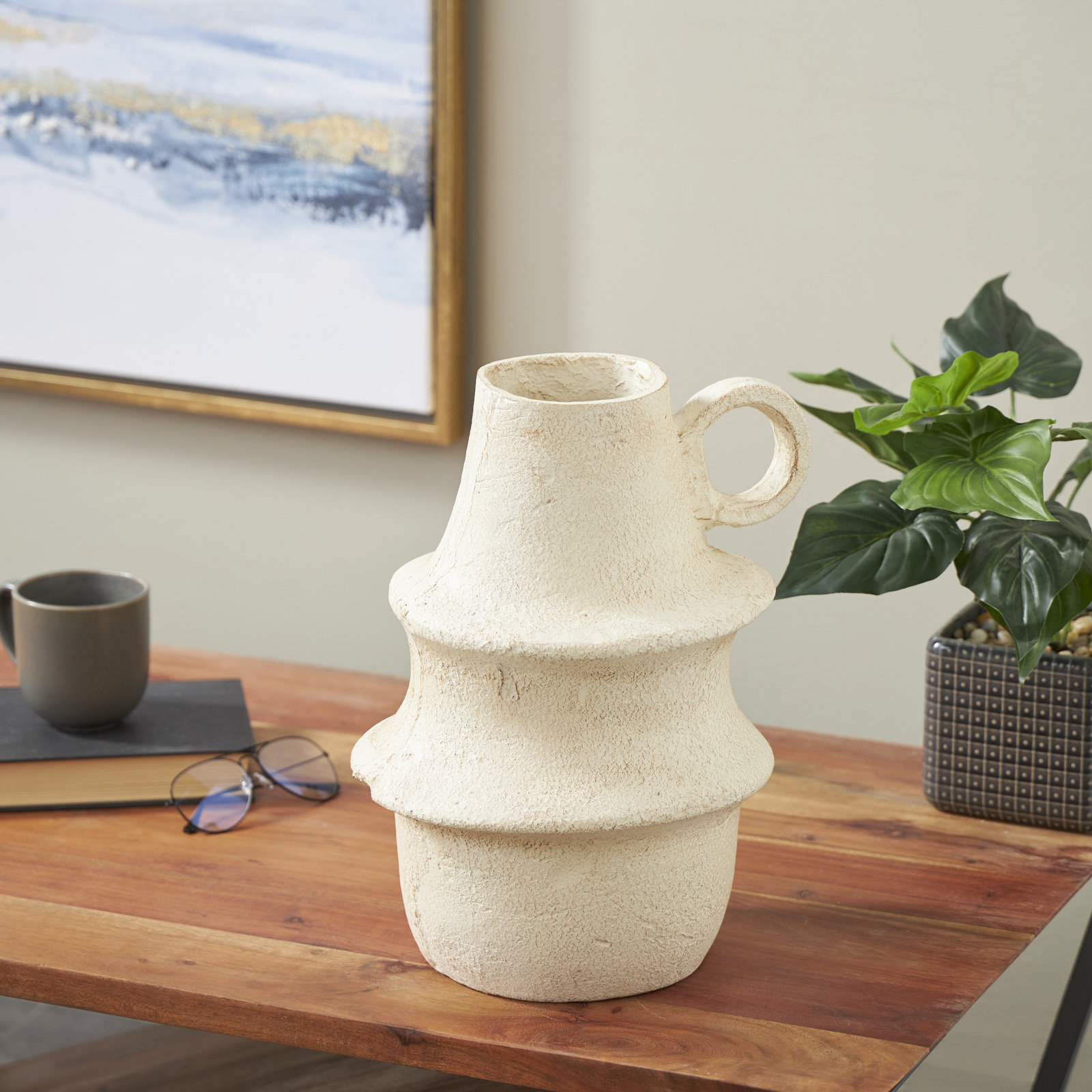 Paper Mache Table Vase, 15.25" H x 9.85" W x 9.9" D