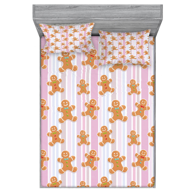 Microfiber Striped Sheet Set, Queen Sheet Set + Fitted Sheet + 2 Pillowcases