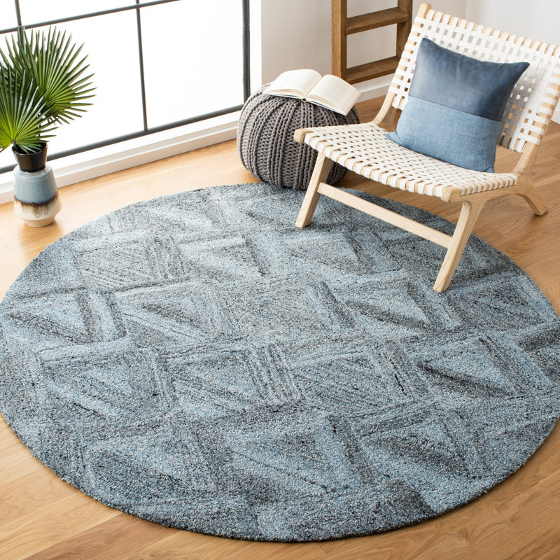 Mitchem Hand Tufted Performance Geometric Rug, Round 6'