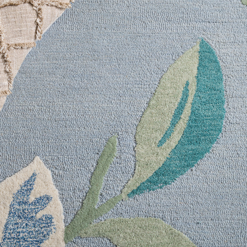 Jardin 403 Hand Tufted Wool/Cotton Floral Rug in Gray/Ivory, Rectangle 4' x 6'