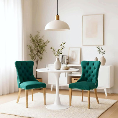 Chaise d'appoint de salle à manger en velours avec pieds plaqués or Jaqua (ensemble de 2)