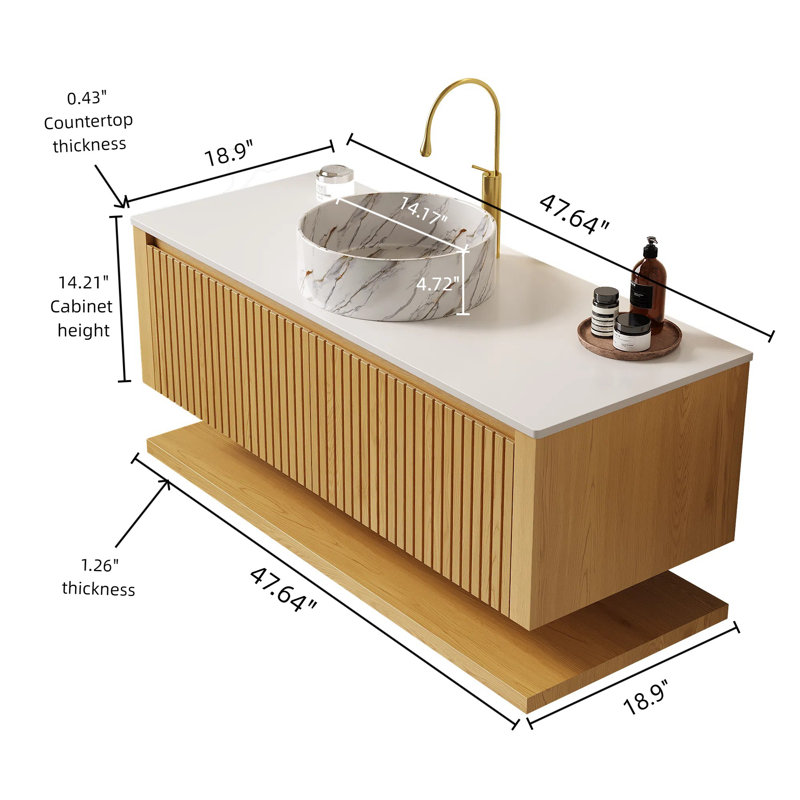 48" Wall Mounted Bathroom Vanity with Countertop and Sink