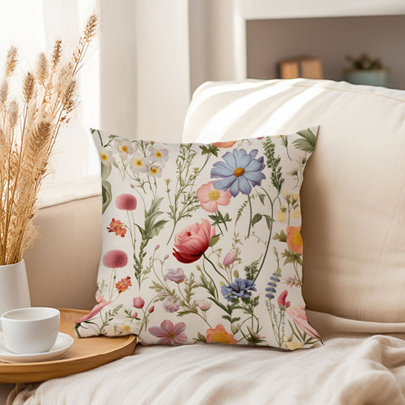Floral Pillow Cover, 20"H x 20"W