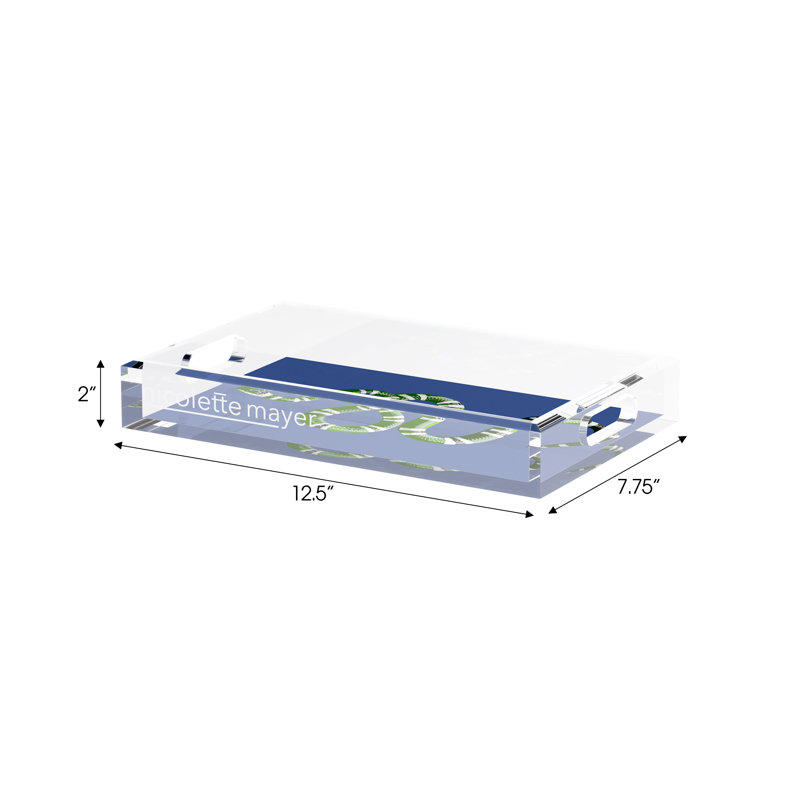 Serpent Acrylic Rectangle Decorative Tray, Blue, 12.5"W x 7.75"D x 2"H