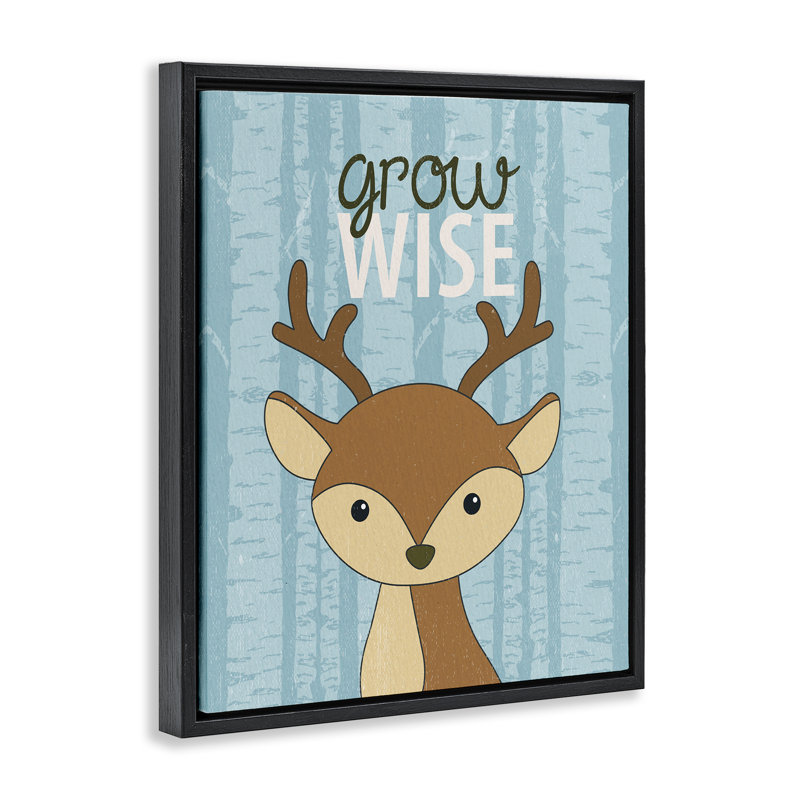 «Grow Wise with Deer Floating Frame», conception de Kim Allen, Cadre flottant noir de jais, H 21 po x l 17 po