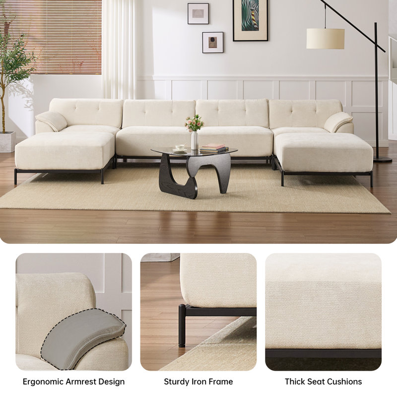 Repose-pieds en chenille, Beige