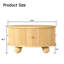 Table basse ronde cannelée avec rangement, bois massif de pin, porte coulissante, naturel, 31,8 po