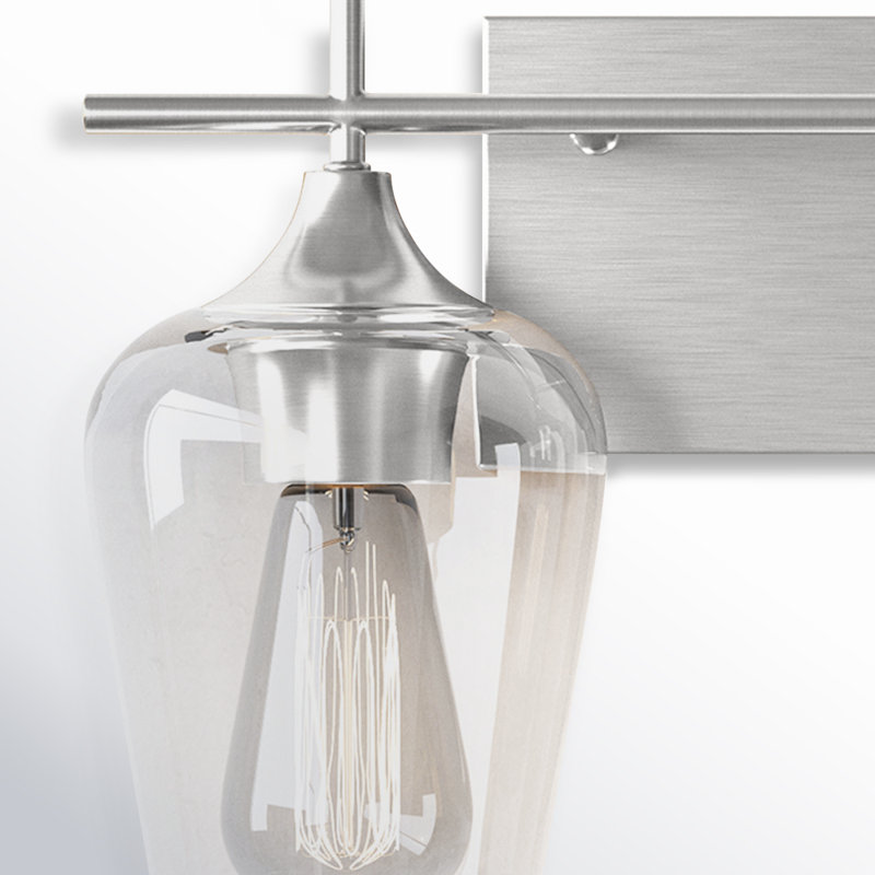 Luminaire de salle de bain à intensité variable Breena en nickel satiné, Nickel satiné, Clear