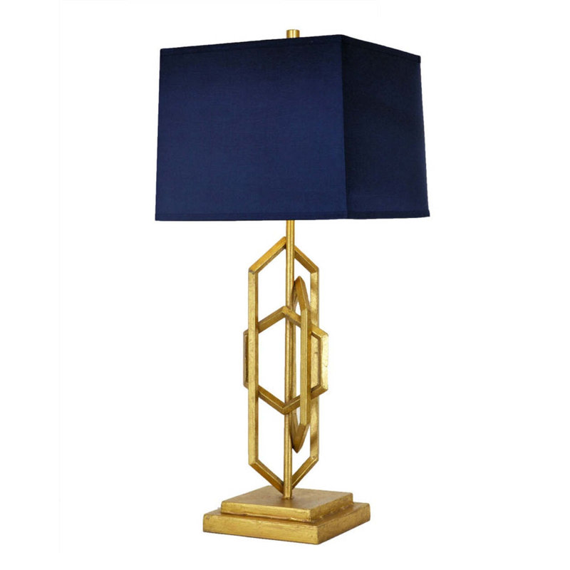 Diora Table Lamp, Gold Leaf, Navy Blue