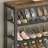 Five-Tier Metal Mesh Shoe Rack, Can Store 20 Pairs Of Shoes, With A Countertop For Bags, Retro Brown And Black Industrial Style Entryway Design.