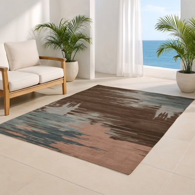 Tapis intérieur et extérieur brun Watercolor