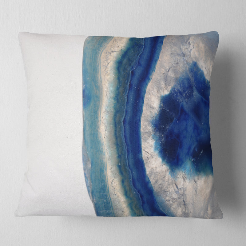 Macro de pierre d'agate bleue - coussin imprimé abstrait, 16 po x 1 po, Coussin décoratif