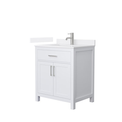 Meuble-lavabo simple autoportant 30 po avec plateau en quartz Beckett