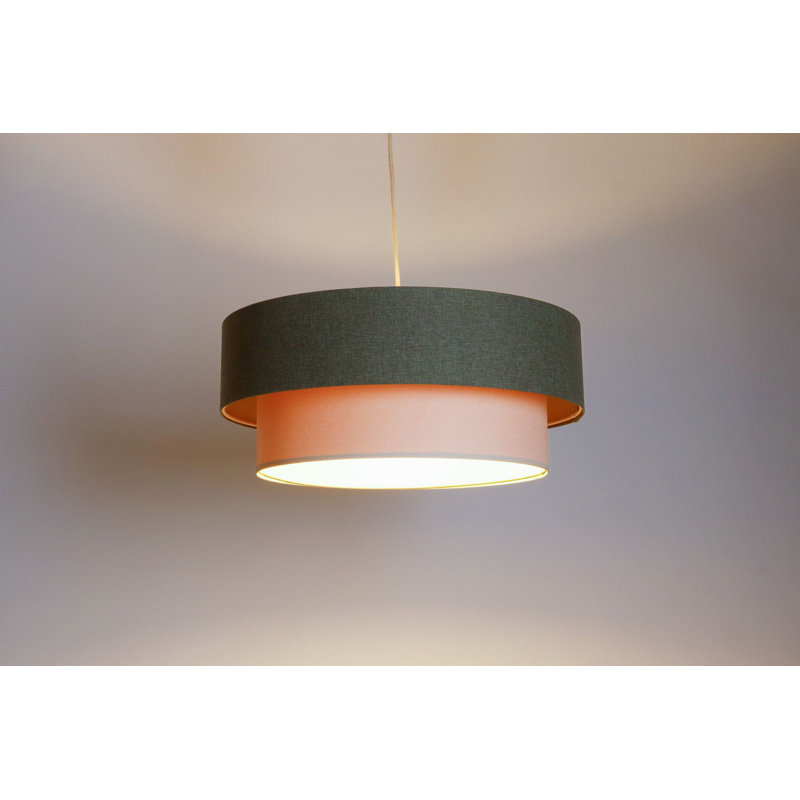 Zygi 1 - Light Cream Drum Pendant, Green Olive/Beige
