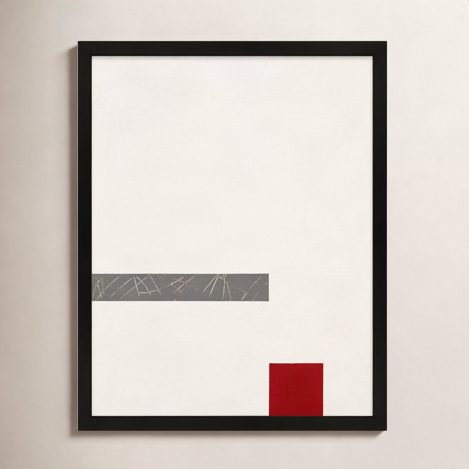 Tempo With Red 3 by Robert Kamnatnik, Black Framed Paper, 25" H x 20" W x 1.25" D