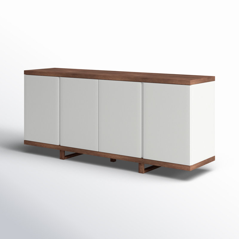 Modern Brazilian 71'' W Solid Wood Sideboard, Nogal/Off White
