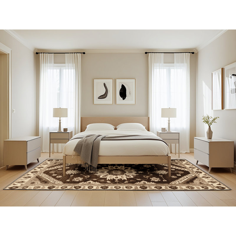 Tapis brun lavable à la machine, Rectangle de 5 pi x 8 pi