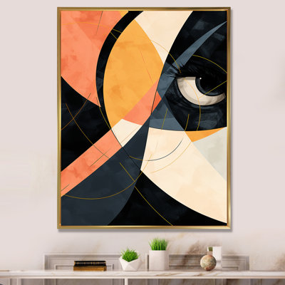 «Pink Woman Cubist Portrait II - Abstract Cubism», reproduction d'art murale