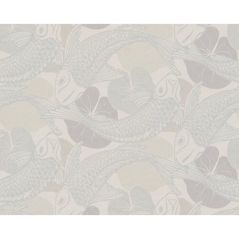 Rouleau de papier peint texturé L 33 pi x l 21 po Pinegar Koi Fish, Beige / gris / métallique